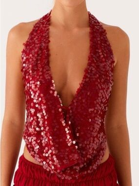 Peppermayo sequin halter top